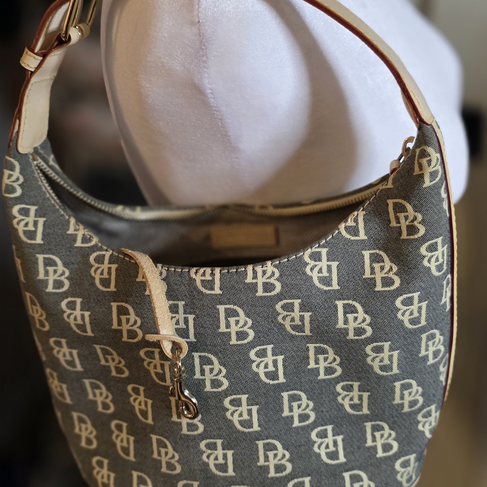 Monogram Canvas Shoulder Bag in Tan and Cream